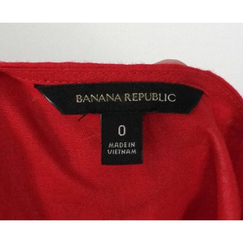 Banana Republic Red Sleeveless Button Up Linen Blend Romper Jumpsuit Wide Leg 0